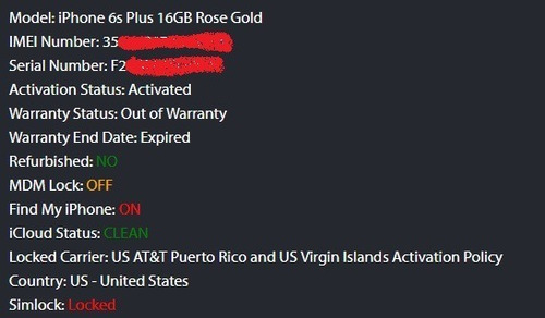 Imagen 1 de 1 de iPhone - Carrier Check + Simlock Status Icloud Fmi Estatus