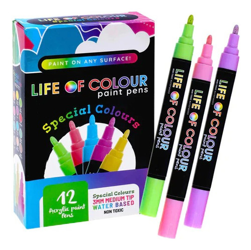 Marcadores Acrilico 3mm - X12 Special Colors Life Of Colour