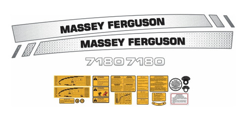 Kit De Adesivos Emblema Trator Massey Ferguson Mf 7180 