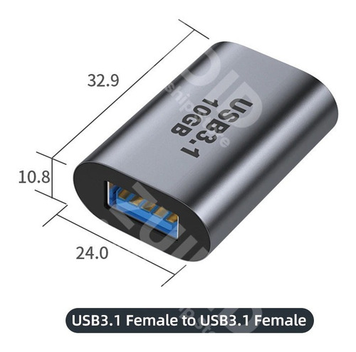 Adaptador Extension Usb A Hembra - Usb C Hembra 3.1 10gbps