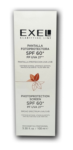 Imagen 3 de 4 de Protector Solar Fps 60 Exel Uva 27 Pantalla Fotoprotectora