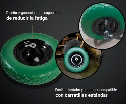Llanta Para Carretilla Completa Imponchable Rueda Rodaja Lt Tools 16 Pulgadas Ancho De 7cm Max 80 Kg Ligera Y Suave En Poliuretano P Mejor Amortiguamiento Ideal Terrenos Irregulares Reduce La Fatiga