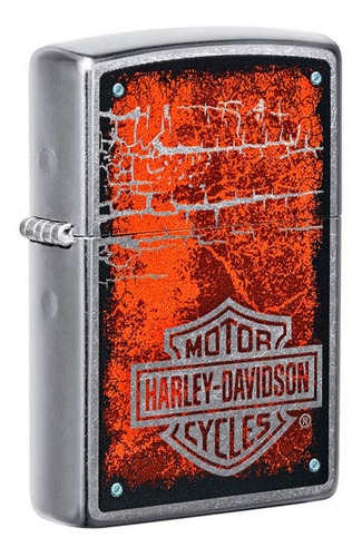 Encendedor Zippo Harley Davidson Cromado Naranja Agrietado