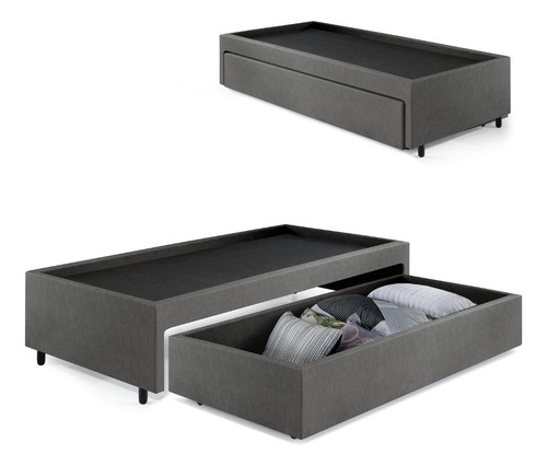 Box Com Gaveta 96 103x208x38 Cm Courino Linho Cinza