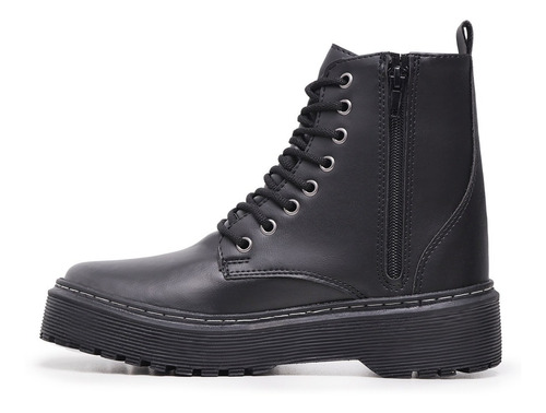 Bota Feminina Flatform Couro Stiloclub Preta Em Promoção