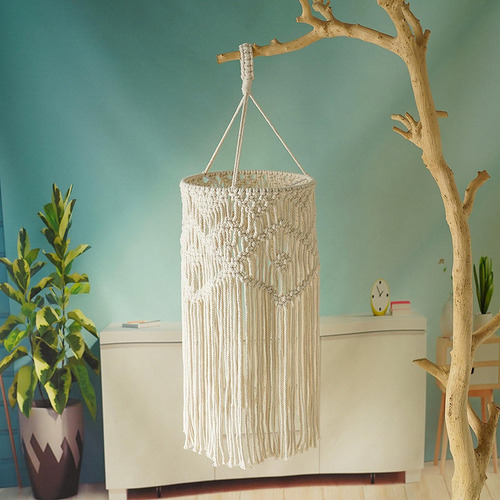 Lámpara Colgante De Pantalla De Macramé Con Lámpara