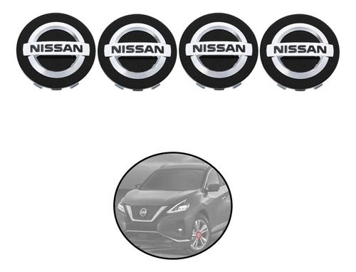 Kit De 4 Centros De Rin Nissan Murano Tipo Nuevo Negro 56 Mm