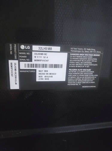 Imagen 2 de 2 de Tv LG 32 Para Reparar O Repuesto32lh510b