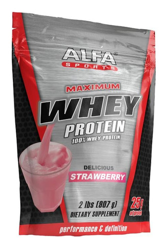 Proteína Maximum 100% Whey 2 Libras Fresa Alfa Sports