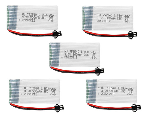 Ooosure 5 Unids 3.7v 500mah 25c 752540 Baterias De Litio Rec