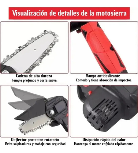 Mini Motosierra Eléctrica Portátil Batería 48v + Maletin Gt Negro