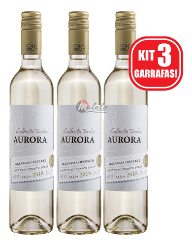 Kit 3 Unidades Vinho Aurora Colheita Tardia 500ml