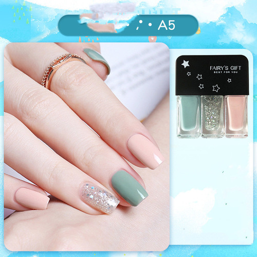Set De Esmaltes De Uñas Tricolores Con Lentejuelas