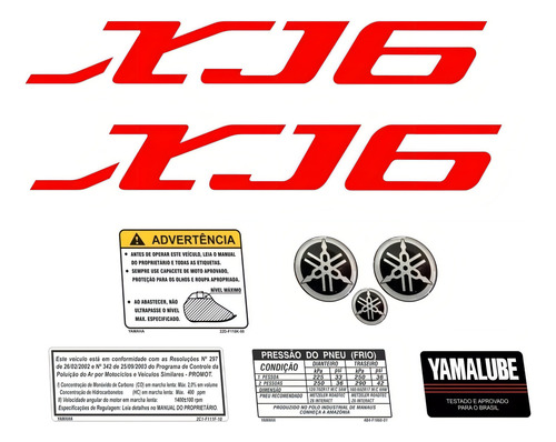 Kit Adesivos + Tankpad Bocal Para Yamaha Xj6 2011/2012 13542