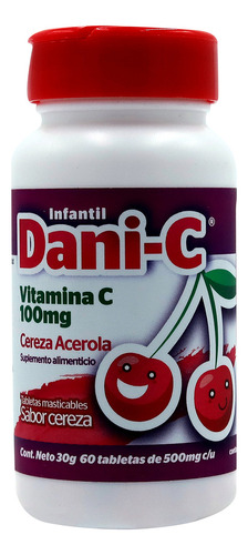Dani-c Infantil Vitamina C 100 Mg 60 Tab 500mg Cereza