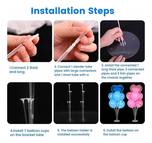 6 Soportes Para Globos Con Centro De Mesa Para Decoración