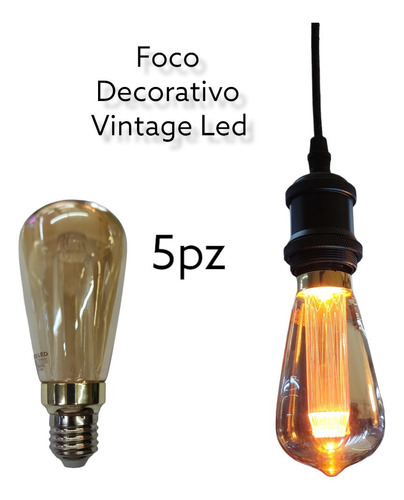 Foco Decorativo Vintage Led 4we27 Bulbo Led Edison 5pz