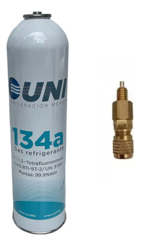 Gas Refrigernate R-134a Uni + Valvula Refrigeracion