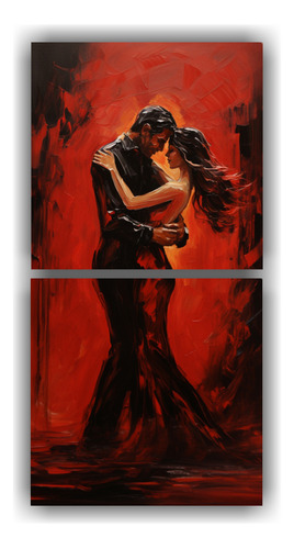 60x30cm Cuadro Decorativo Baile Tango Pasión Neonoir Amaril