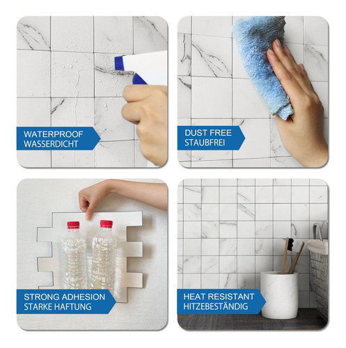 Azulejos De Pared Autoadhesivos Mármol Blanco 5 Mmg
