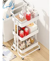 Comprar Carro Organizador Mueble Estante De Almacenamiento 3 Niveles con Ruedas Color Blanco