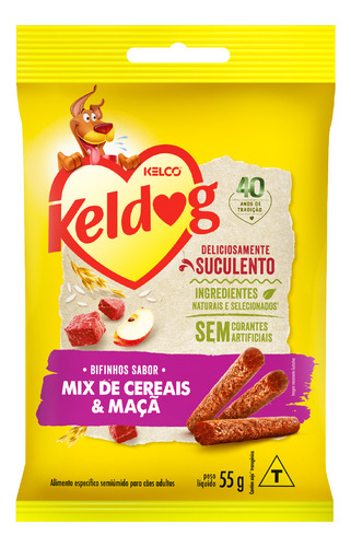 Kit 5 Un Bifinho Cachorro Keldog Mix De Cereais E Maçã 55g