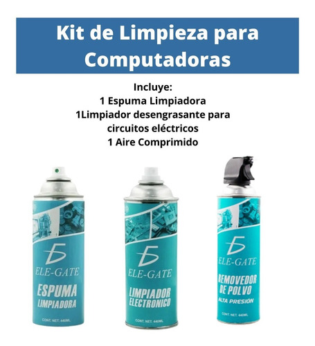 Imagen 2 de 6 de Kit Limpieza Y Mantenimiento Pc Aire+ Limp Circuitos+ Espuma