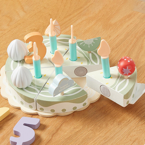 Juguete De Juego De Pastel De Cumpleaños De Madera Juguete,