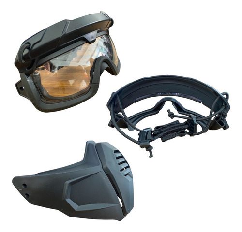 Máscara Casco Táctico Militar Gotcha, Paintball, Airsoft Color Negro