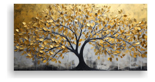 80x40cm Cuadro Lienzo Patrón Arte Urbano Árbol Dorado Amar