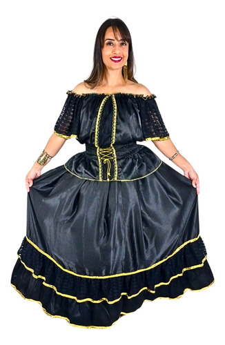 Roupa Pomba Gira Saia Cigana Umbandista Candomblé Super Luxo