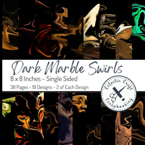 Libro: Dark Marble Swirls Scrapbook Paper: 8 X 8 Inches Sing