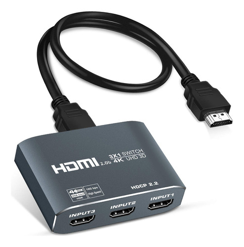 Switch 4k @60hz Hdmi, Liga De Alumínio Avedio Links, 3 Porta