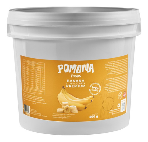 Fruta Banana Liofilizada 1/2 Kg Pomona Foods 100% Natural 