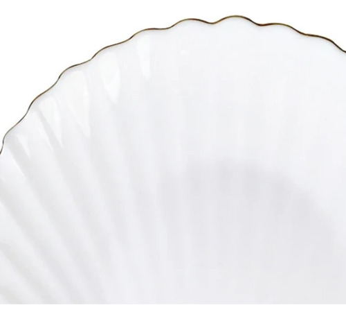 Prato De Sobremesa Branco Concha 20cm Borda Dourada Gold Rim