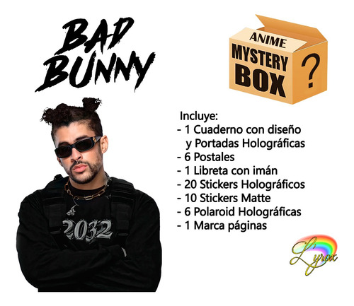 Bad Bunny Caja Misteriosa Mystery Box Holográfica 