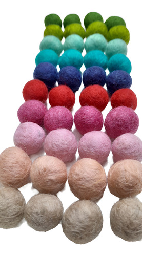 Bolitas De Fieltro X 20 Unidades (2 Y 3 Cm) Pastel