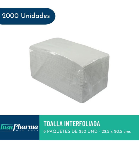 Imagen 3 de 4 de Toalla Interfoliada Doble Hoja, 8 Paquetes X 250 Und