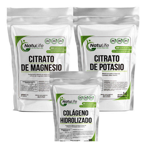 Citrato De Magnesio + Citrato De Potasio + Colageno Puro