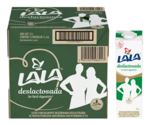 2 Pza Leche Deslactosada Lala 12 Pzas 1 L C/u