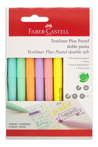 Destacador Textliner Plus Faber-castell Doble Punta X6 Uds.