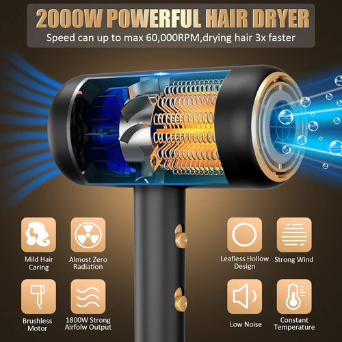 Secador De Pelo Ionico 2000 W, Secador De Pelo Profesiona...