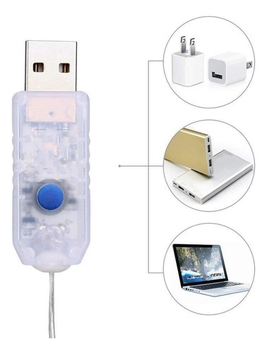 Alambre Led Con Usb Y Control Remoto 10 Metros Color Frio
