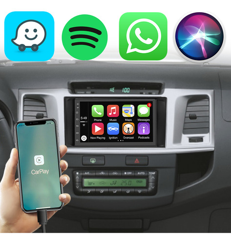 Kit Multimidia Android 7pol Hilux Srv 12-15 Carplay + Câmera