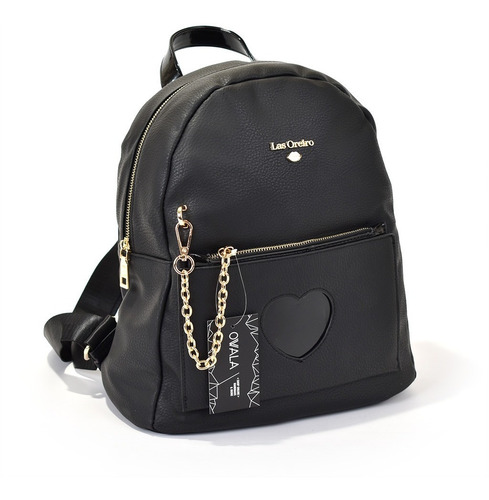 Mochila Las Oreiro Eco Cuero Mujer Original Bolsillo Corazon