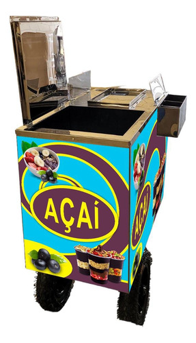 Carrinho De Açaí Picolé Sorvete Salada De Frutas Guarda Sol
