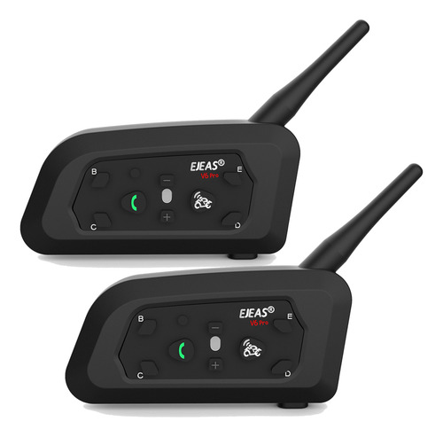 2x Ejeas V6 Pro Bluetooth Motorcycle Intercom Headset