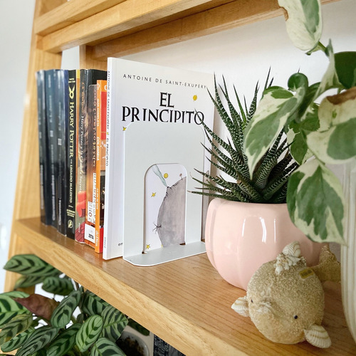 Sujeta Libros Pack X4 De Chapa Soporte Bibliotecas Muett Color Blanco