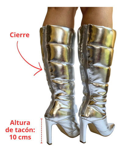 Imagen 6 de 8 de Bota Mujer Felipe Rentería Acolchada Tacón 10cm
