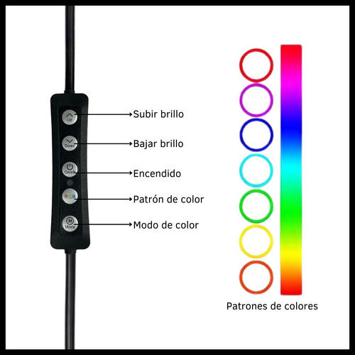 Aro De Luz 26cm Luz Led Rgb Trípode Soporte Celulares Selfie